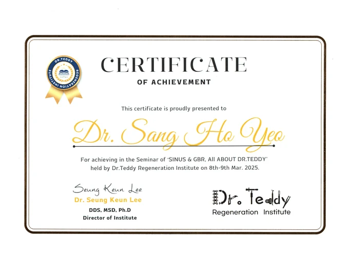 Dr. Teddy · SINUS & GBR 세미나 수료